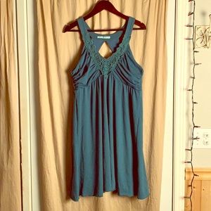 Teal crochet embroidered summer dress